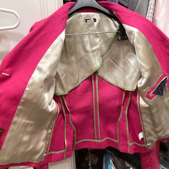 Fuchsia Pink J Crew Robert Noble Herringbone Tweed Wool Blazer Fitted Size 10 - Picture 4 of 9